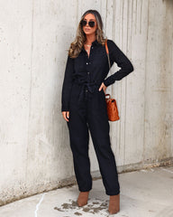 Fiercely Unapologetic Cotton Pocketed Jumpsuit - Black