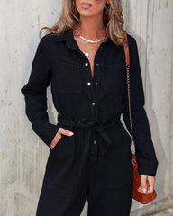 Fiercely Unapologetic Cotton Pocketed Jumpsuit - Black