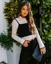 Fifi Contrast Button Down Crop Knit Cami Top