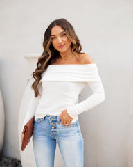 Flute Off The Shoulder Knit Top - Off White
