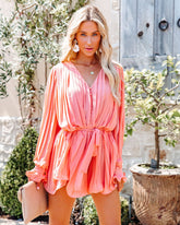 Found Love Pleated Romper - Coral