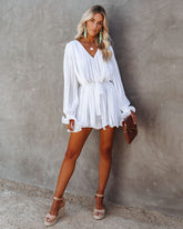 Found Love Pleated Romper - White