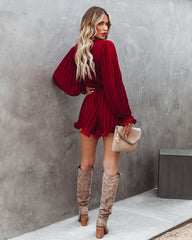 Found Love Pleated Romper - Wine