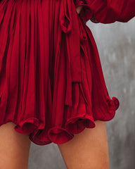 Found Love Pleated Romper - Wine