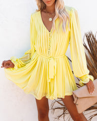 Found Love Pleated Romper - Yellow