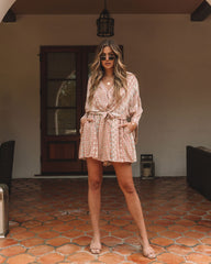 Free My Soul Printed Pocketed Tie Front Romper