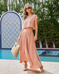 Fresh Breeze Asymmetrical Hem Maxi Skirt - Light Clay