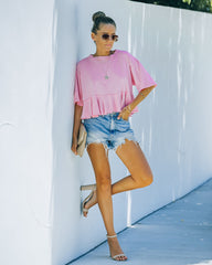 Gal Pal Cotton Peplum Top - Pink