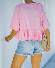 Gal Pal Cotton Peplum Top - Pink