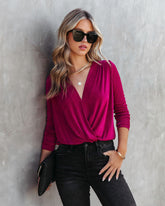 Gave You My All Drape Bodysuit - Wine