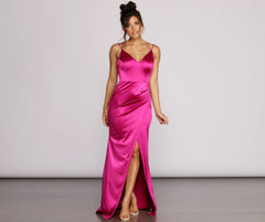 Gianna Formal High Slit Satin Dress