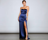 Gianna Strapless High-Slit Satin Dress