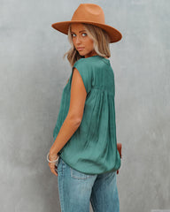 Girona Satin Blouse - Hunter Green