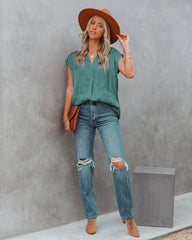 Girona Satin Blouse - Hunter Green