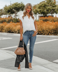 Girona Satin Blouse - Pearl