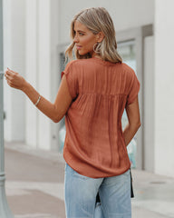 Girona Satin Blouse - Terracotta