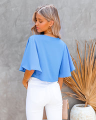 Give Me Butterflies Crop Blouse - Clean Blue