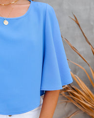 Give Me Butterflies Crop Blouse - Clean Blue