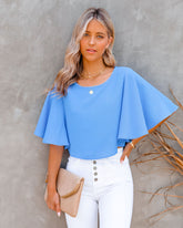 Give Me Butterflies Crop Blouse - Clean Blue