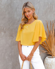 Give Me Butterflies Crop Blouse - Sunny Yellow