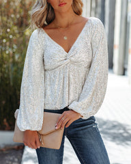 Glamorous Sequin Babydoll Blouse