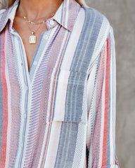 Good Vibrations Woven Button Down Tie Top