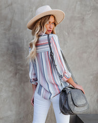 Good Vibrations Woven Button Down Tie Top