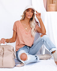 Grant Cotton Mineral Wash Tee - Rose