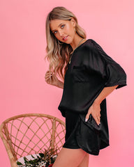 Gravity Satin Pocket Top - Black