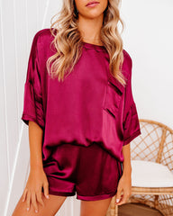 Gravity Satin Pocket Top - Wine