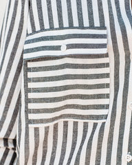 Greenport Cotton Blend Striped Button Down Top - Asphalt