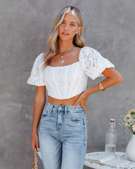 Griselda Puff Sleeve Lace Corset Crop Top