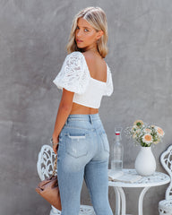 Griselda Puff Sleeve Lace Corset Crop Top