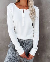 Gwen Cotton + Modal Thermal Henley Top - Off White