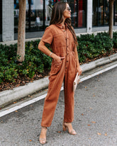 Halsey Cotton Pocketed Jumpsuit - Terracotta