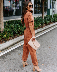Halsey Cotton Pocketed Jumpsuit - Terracotta