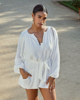 Hamptons Pocketed Romper - White