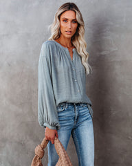 Hand In Hand Button Down Top - Sage Dust