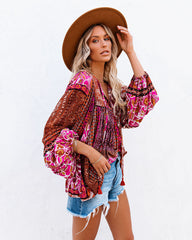 Happy Days Balloon Sleeve Patchwork Top