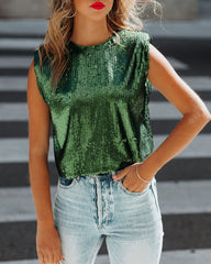 Harvey Padded Shoulder Sequin Blouse