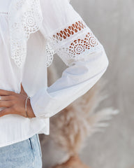 Hazal Cotton Crochet Lace Ruffle Top