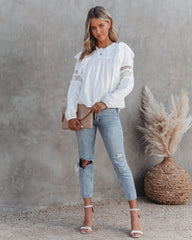 Hazal Cotton Crochet Lace Ruffle Top