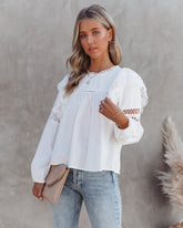 Hazal Cotton Crochet Lace Ruffle Top