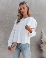 Hazal Cotton Crochet Lace Ruffle Top