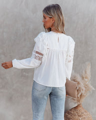 Hazal Cotton Crochet Lace Ruffle Top