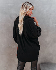 Headquarters Cotton Blend High Low Blouse - Black