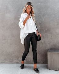 Headquarters Cotton Blend High Low Blouse - White