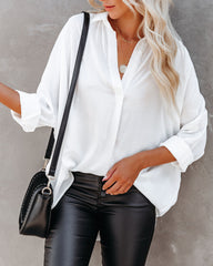 Headquarters Cotton Blend High Low Blouse - White