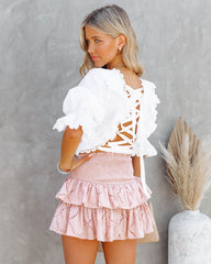 Heartstrings Cotton Eyelet Smocked Skort