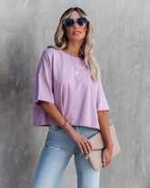 Her Cotton Cropped Tee - Dark Mauve
